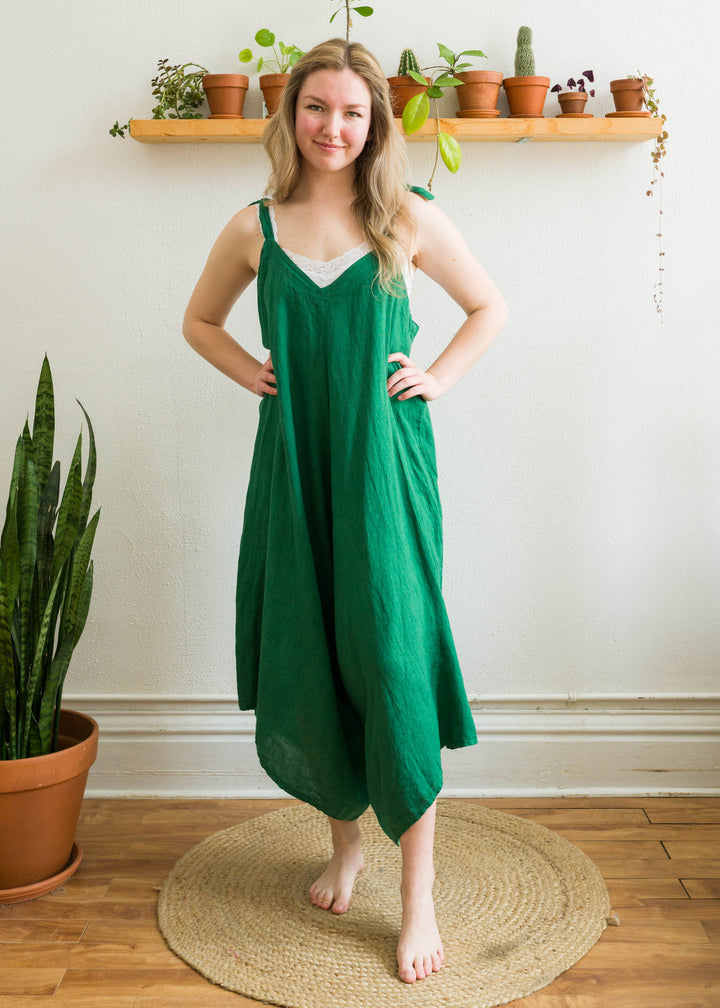 Meo Linen Oversized Jumpsuit (Gucci Green)