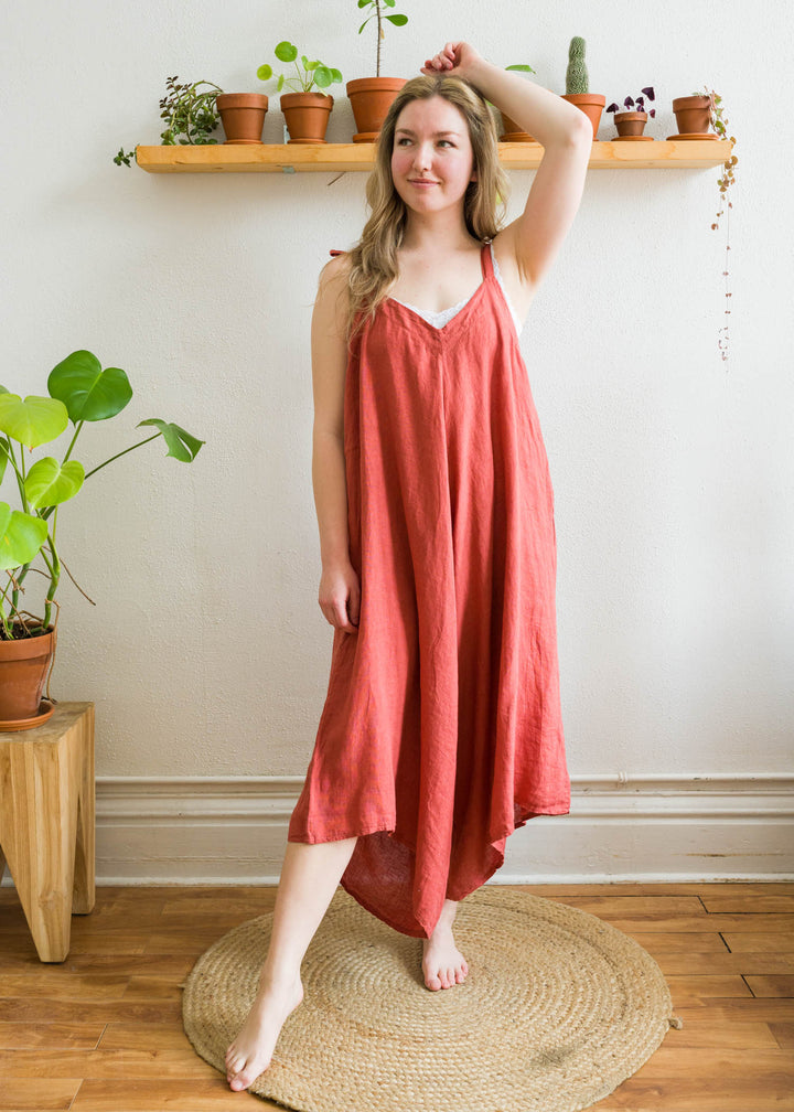 Meo Linen Oversized Jumpsuit (Chili Pepper)