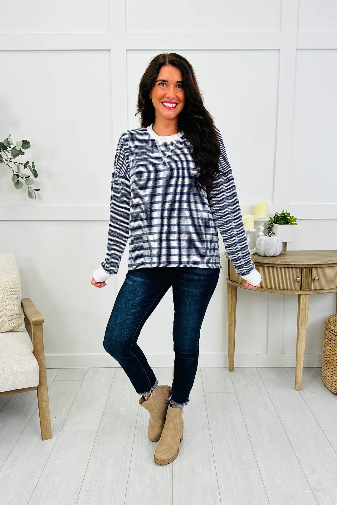 Zen Rib Striped Lounge Set (Navy)