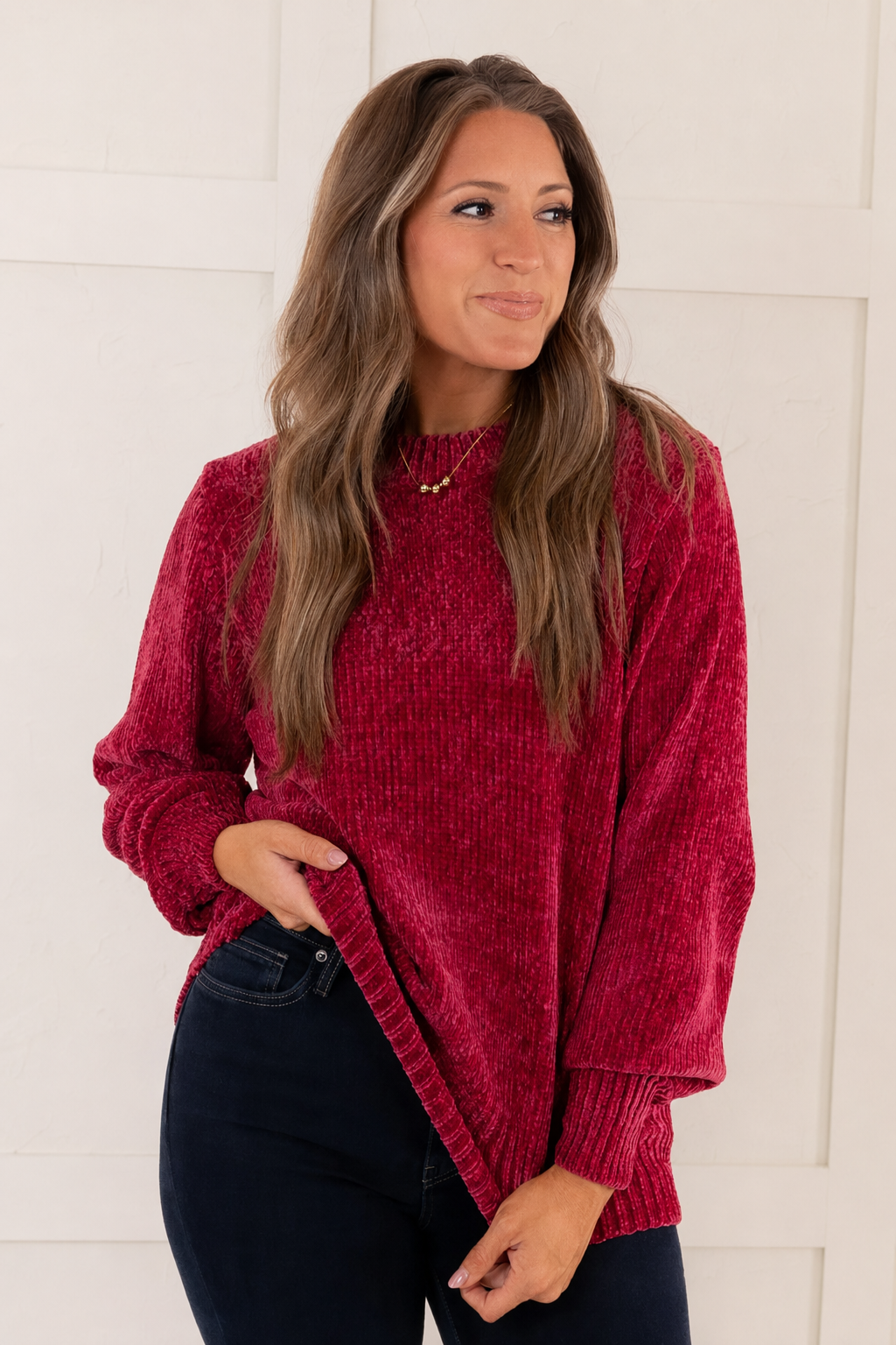 Zen Chenille Rib Sweater (Cabernet)
