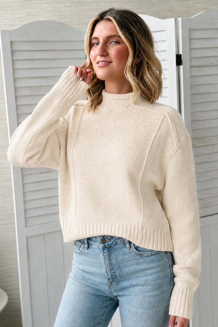 Zen Iris Knit Sweater (Light Beige)