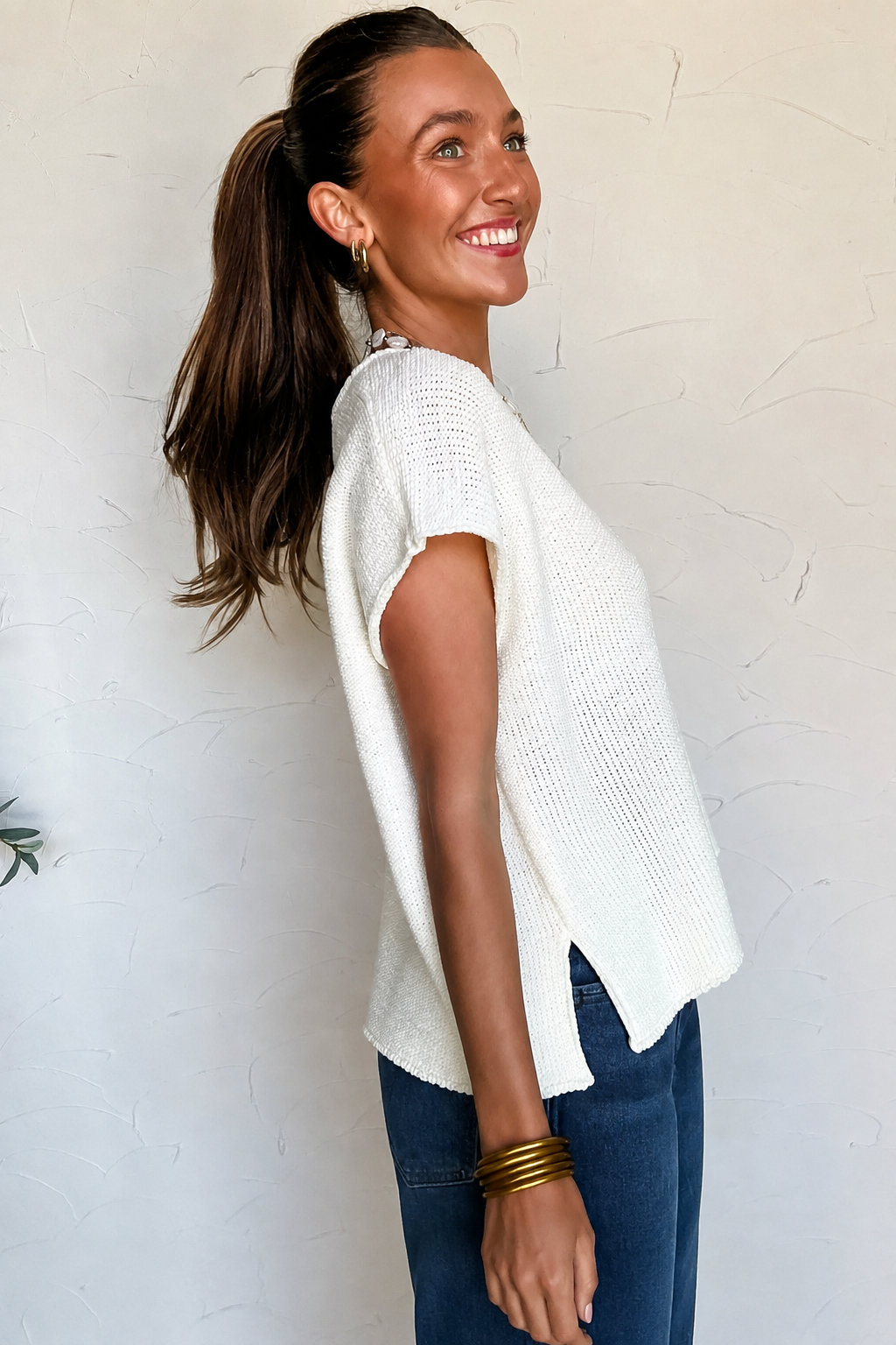 Zen Knit Sweater Tee (Ivory)