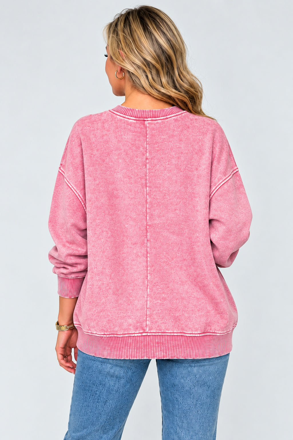 Zen Oversized Fleece Sweatshirt (Light Rose)