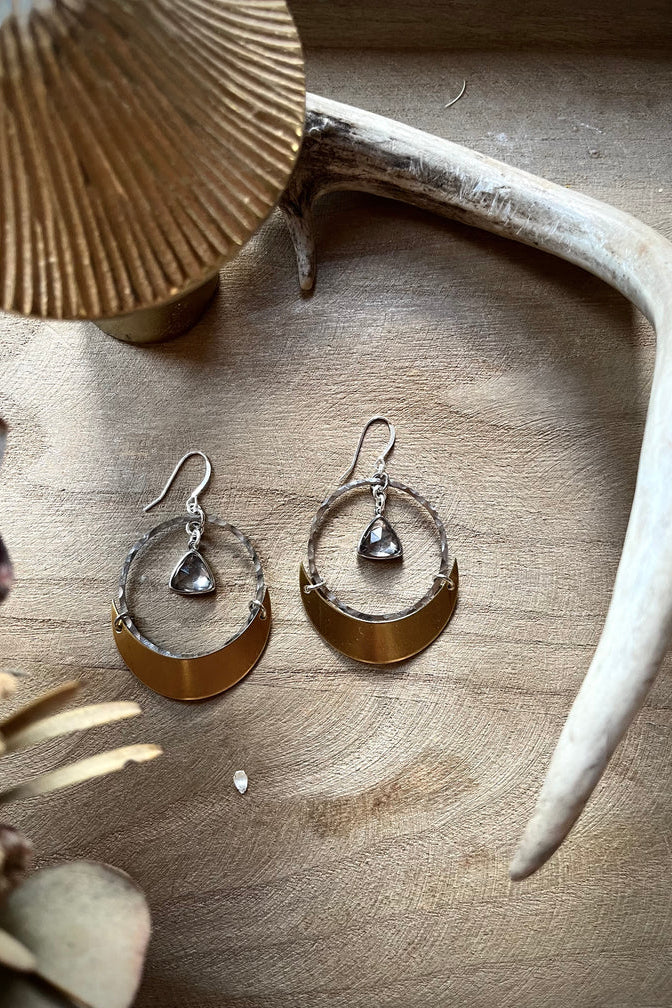 Eclipse Dangle Earrings (Smokey Quartz)
