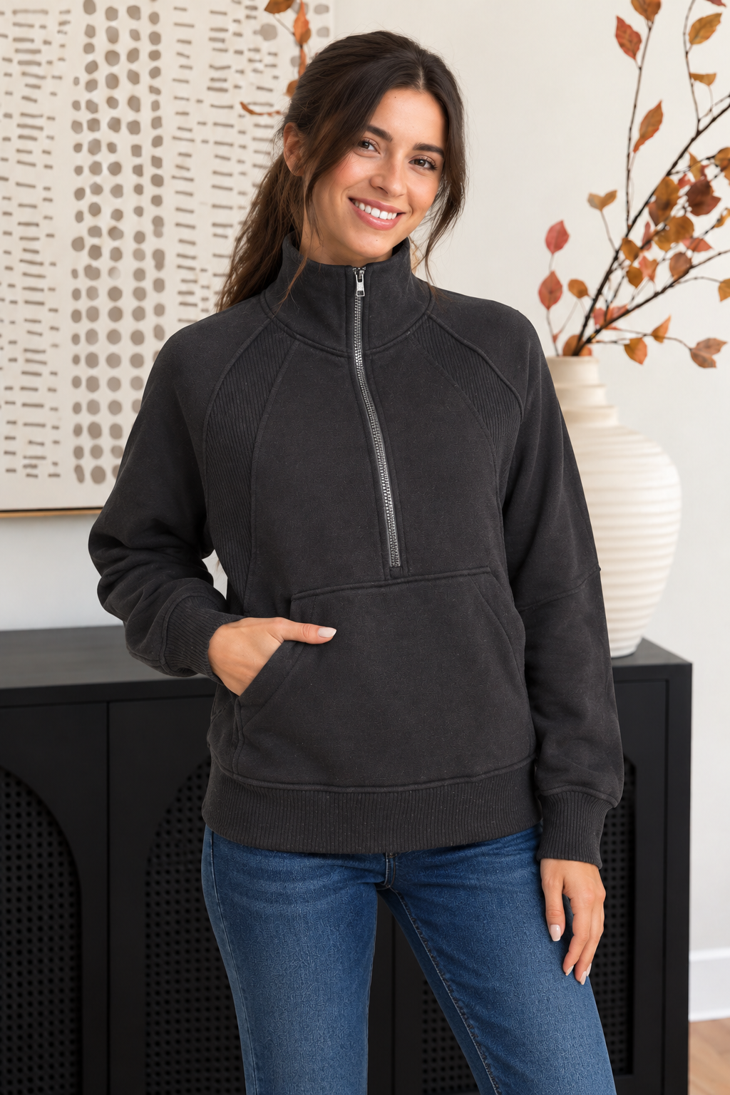 Zen Half Zip Fleece Pullover (Black)