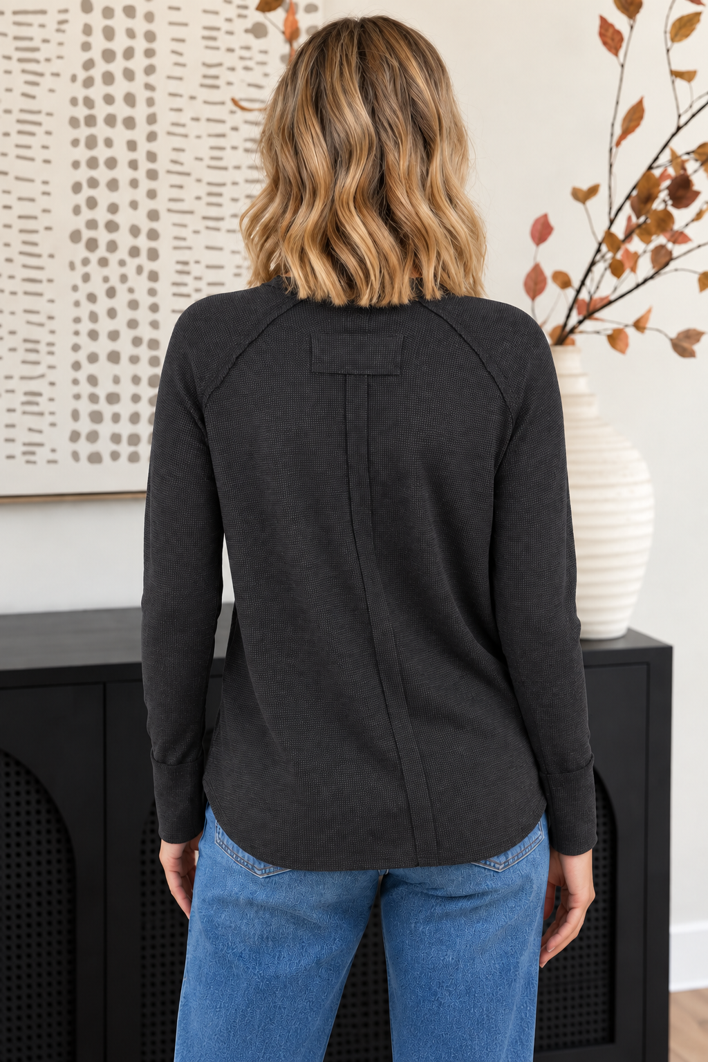 Zen Relaxed Waffle Top (Charcoal)