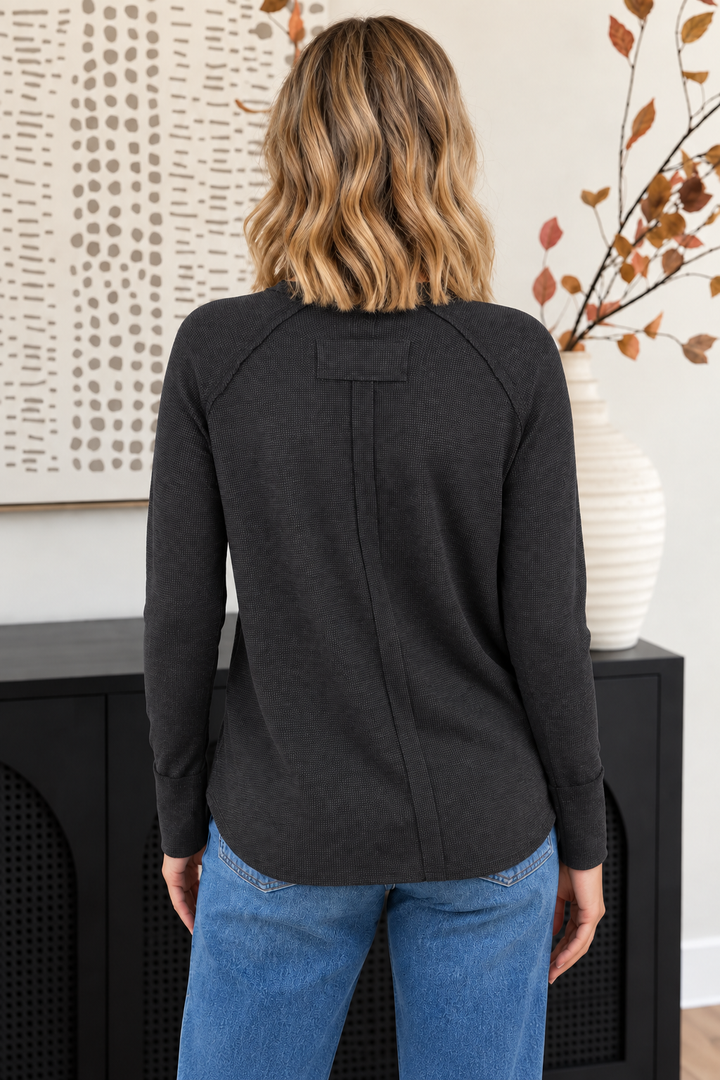 Zen Relaxed Waffle Top (Charcoal)