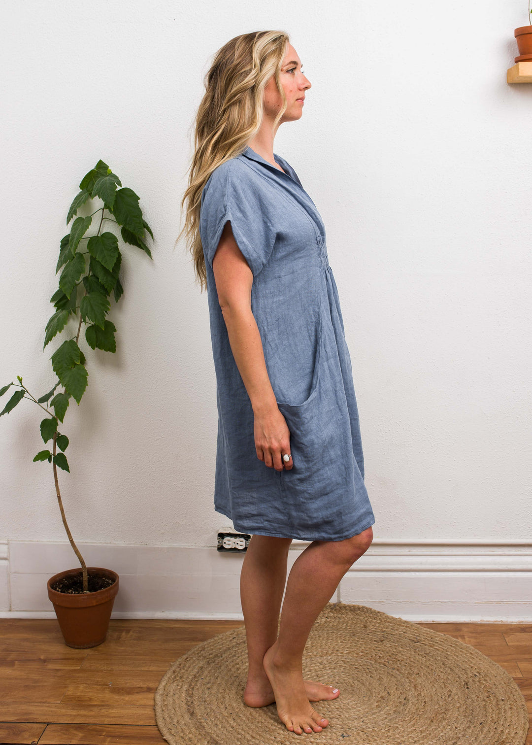 Meo Linen Pocket Dress (Denim)