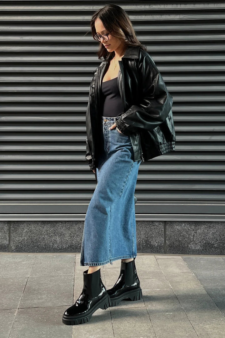 Brunette The Label Vegan Leather Bomber