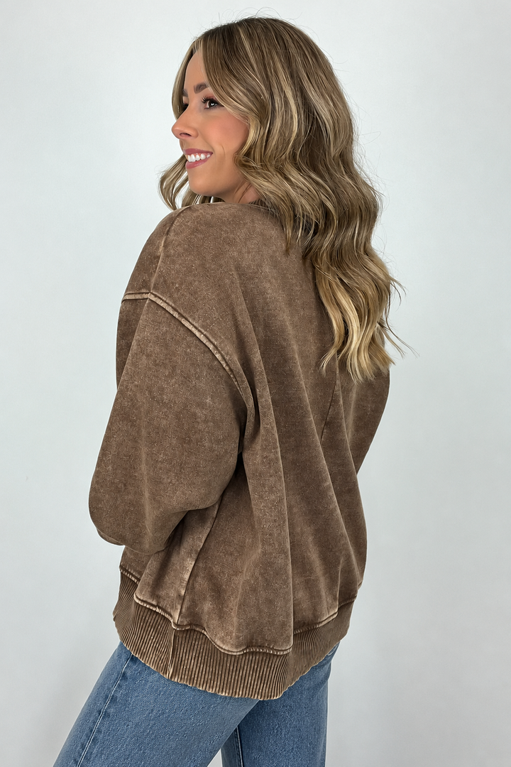 Zen Oversized Fleece Sweatshirt (Mocha)