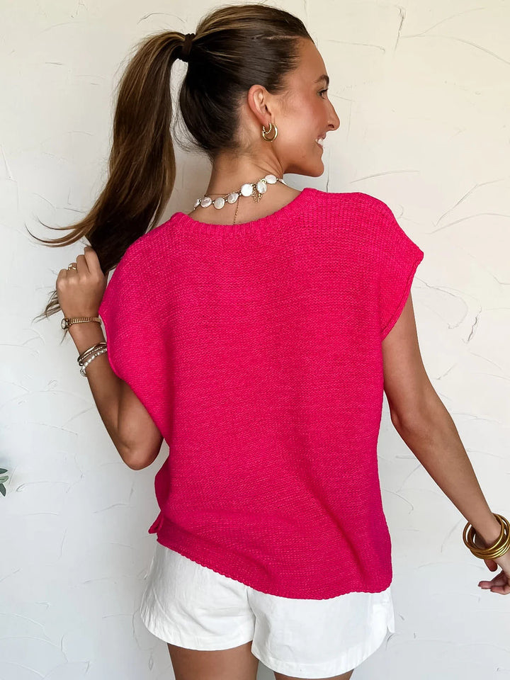 Zen Knit Sweater Tee (Hot Pink)