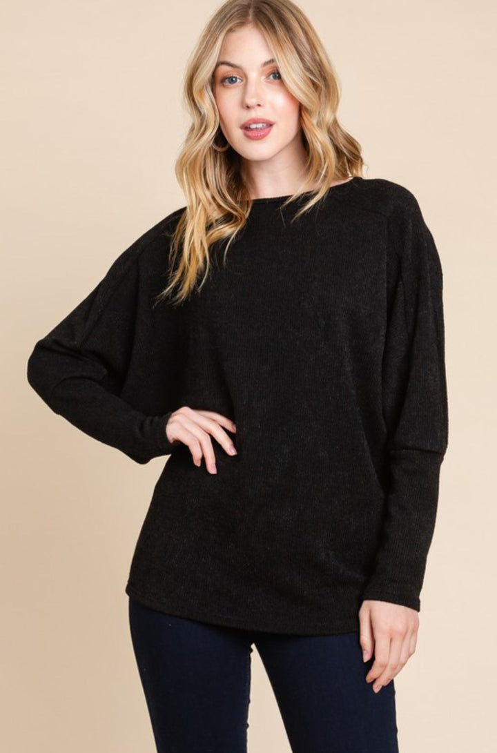 Bombom Knit Dolman Sweater (Black)