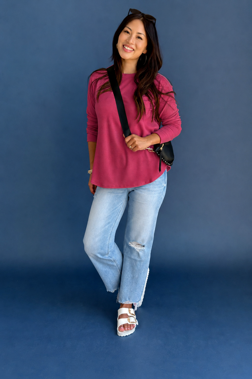Zen Relaxed Waffle Top (Cabernet)