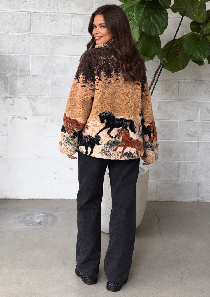 Kuwalla Sherpa Fleece Jacket (Wild Horses)