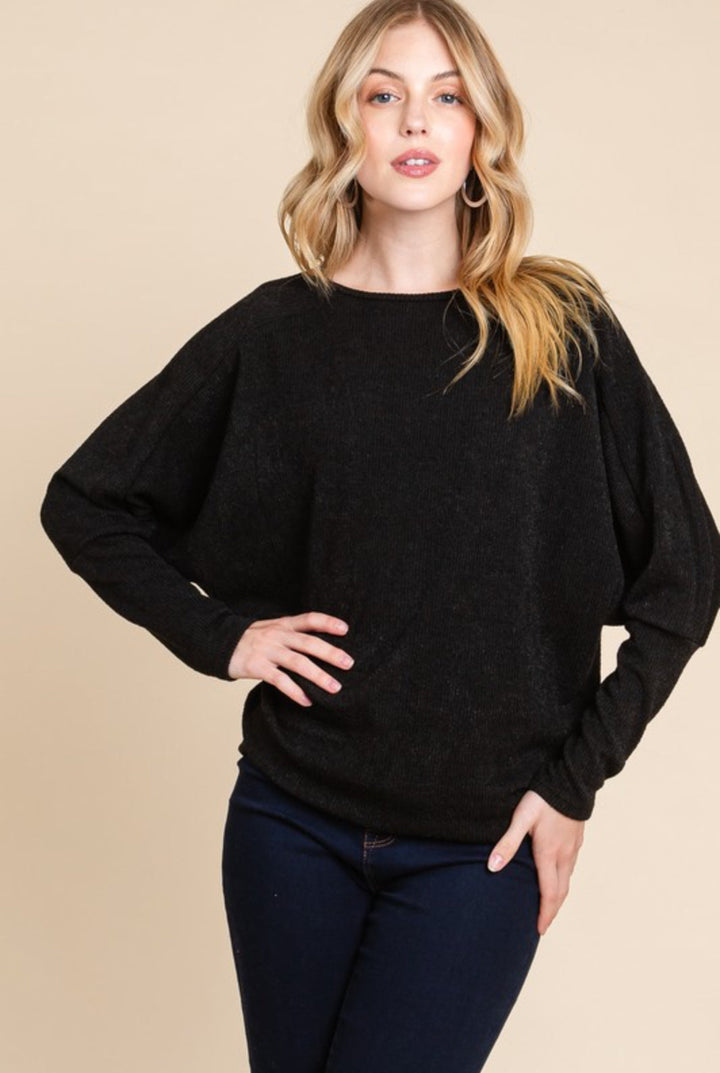 Bombom Knit Dolman Sweater (Black)