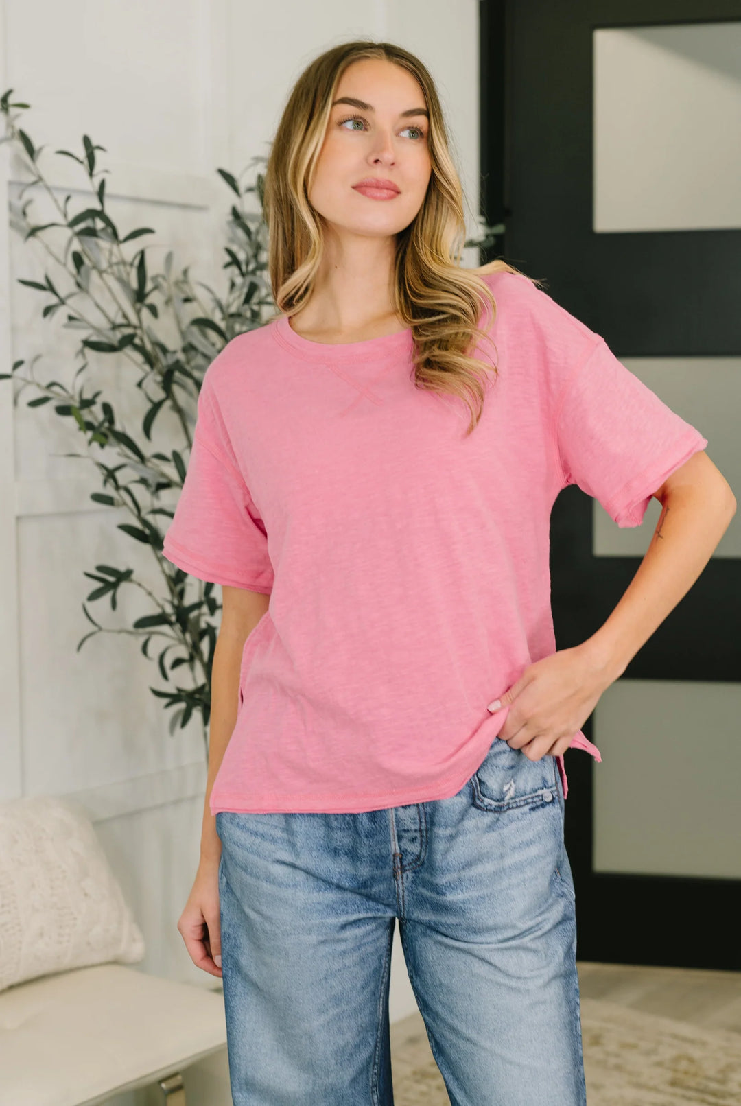 Zen Cotton Slub Tee (Candy Pink)