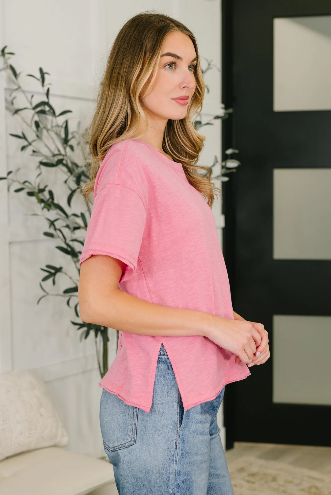Zen Cotton Slub Tee (Candy Pink)