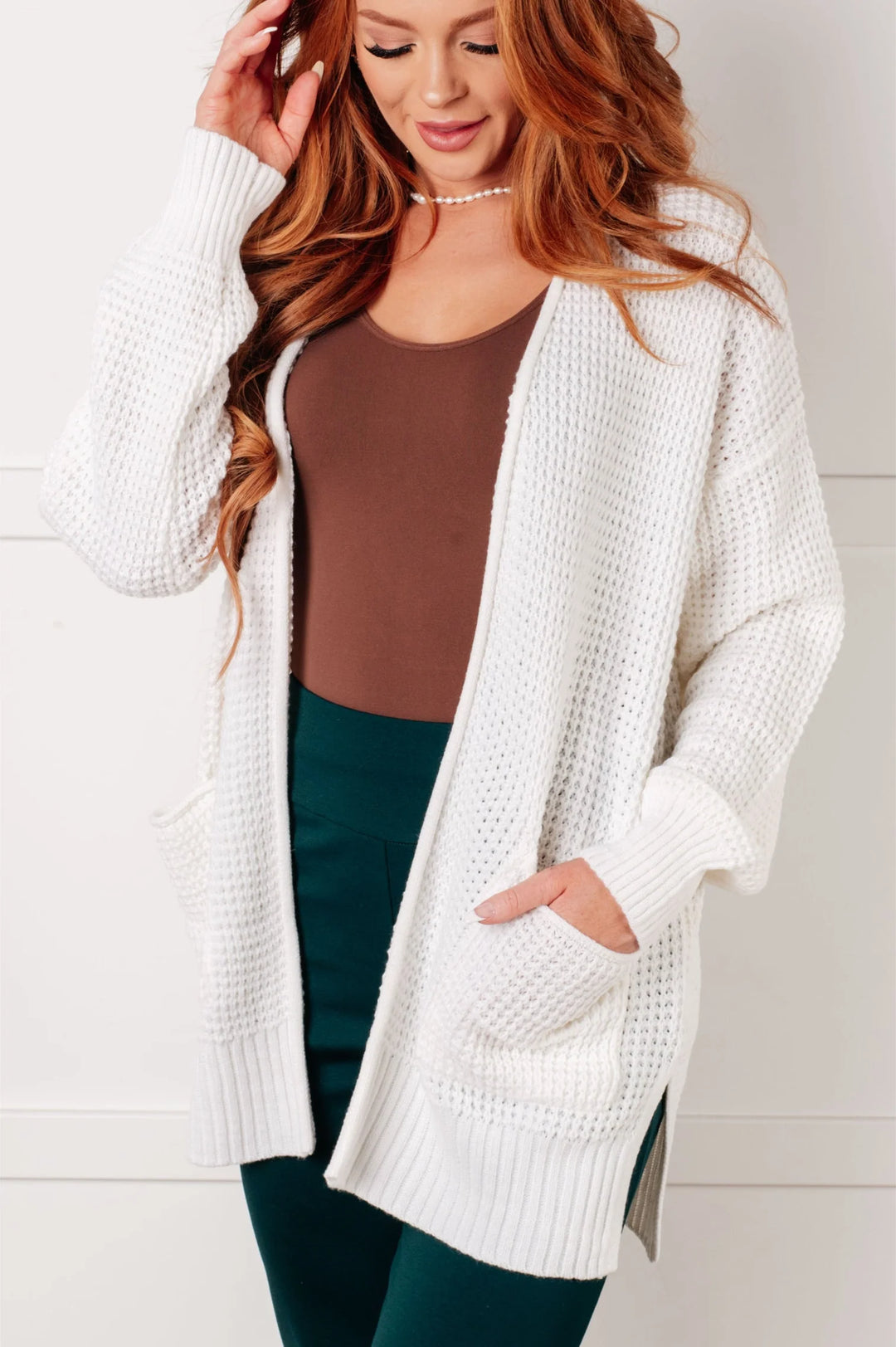 Zen Waffle Knit Cardigan (Ivory)