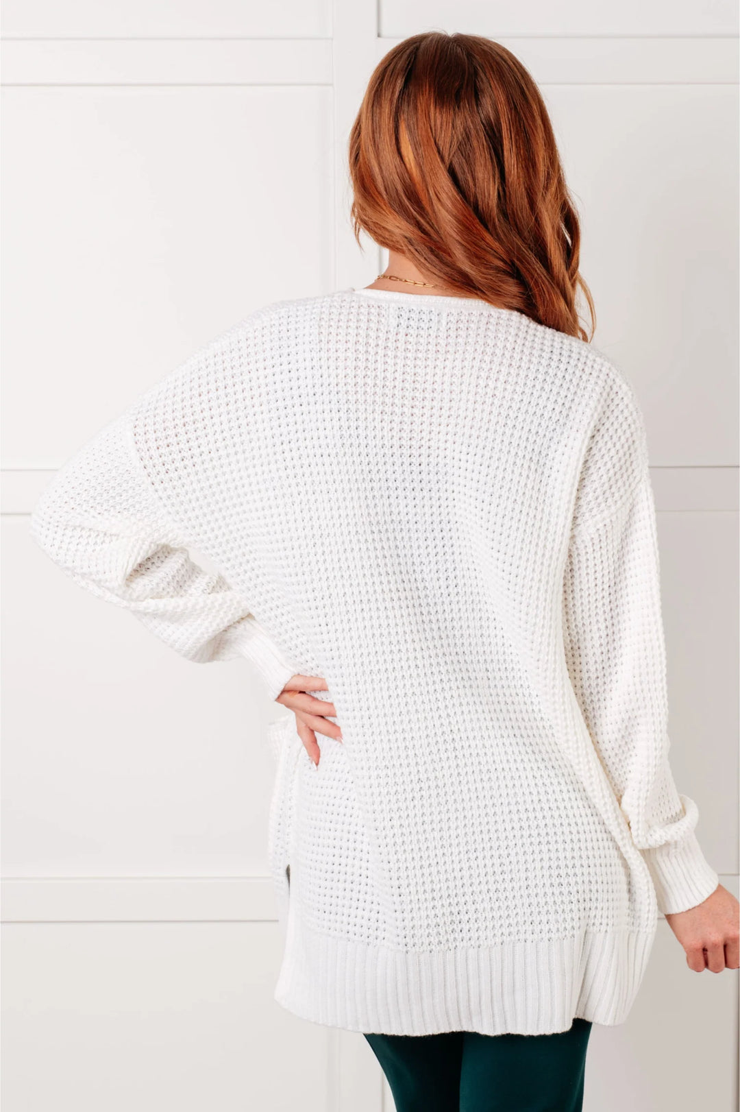 Zen Waffle Knit Cardigan (Ivory)