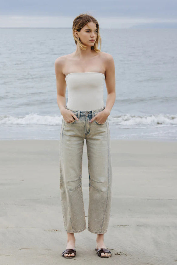 Flying Monkey City Sleek Barrel Jean (Acid Light Wash)