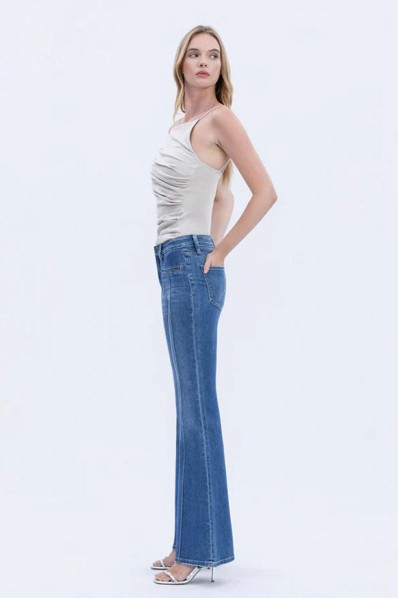 Flying Monkey Pin Tuck Flare Jean