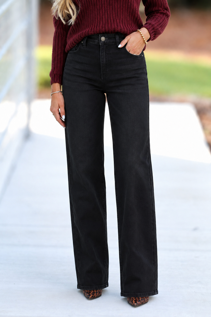 Silver Suki Luxe Stretch Wide Leg Jean 31" (Black)