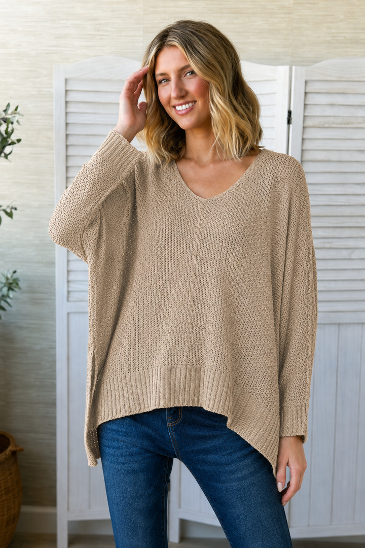 Zen Airy Knit Sweater (Light Mocha)