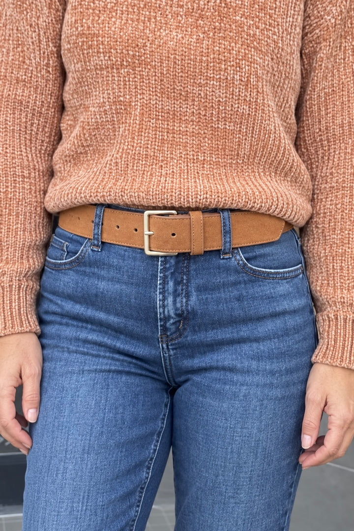 Most Wanted Everyday Essentials Suede Belt (Toasted Almond)