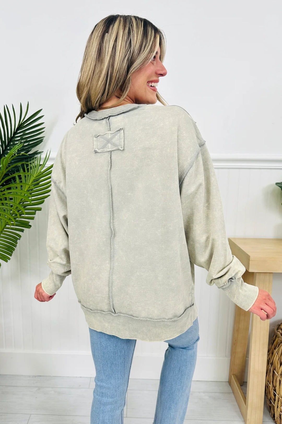 Zen Acid Wash Cotton Sweatshirt (Sleet)
