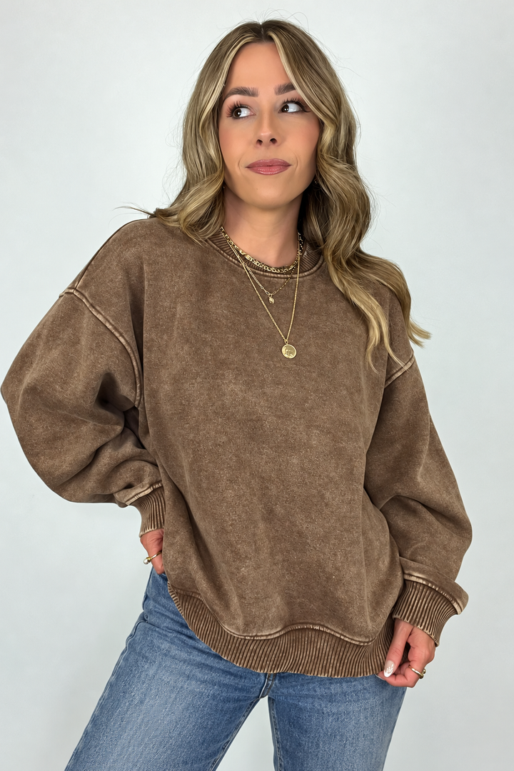 Zen Oversized Fleece Sweatshirt (Mocha)
