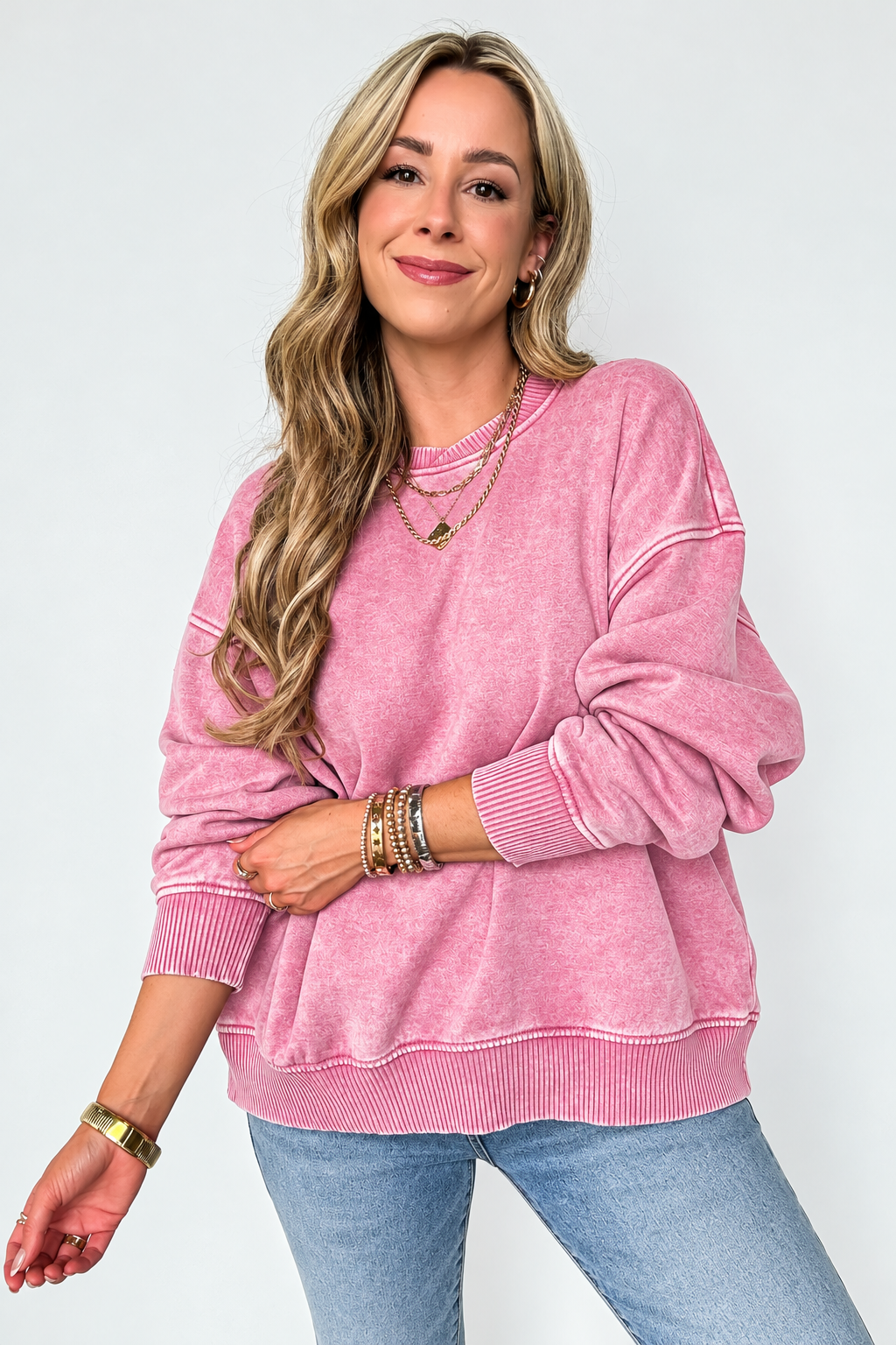 Zen Oversized Fleece Sweatshirt (Light Rose)