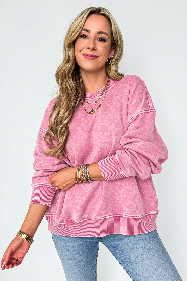 Zen Oversized Fleece Sweatshirt (Light Rose)