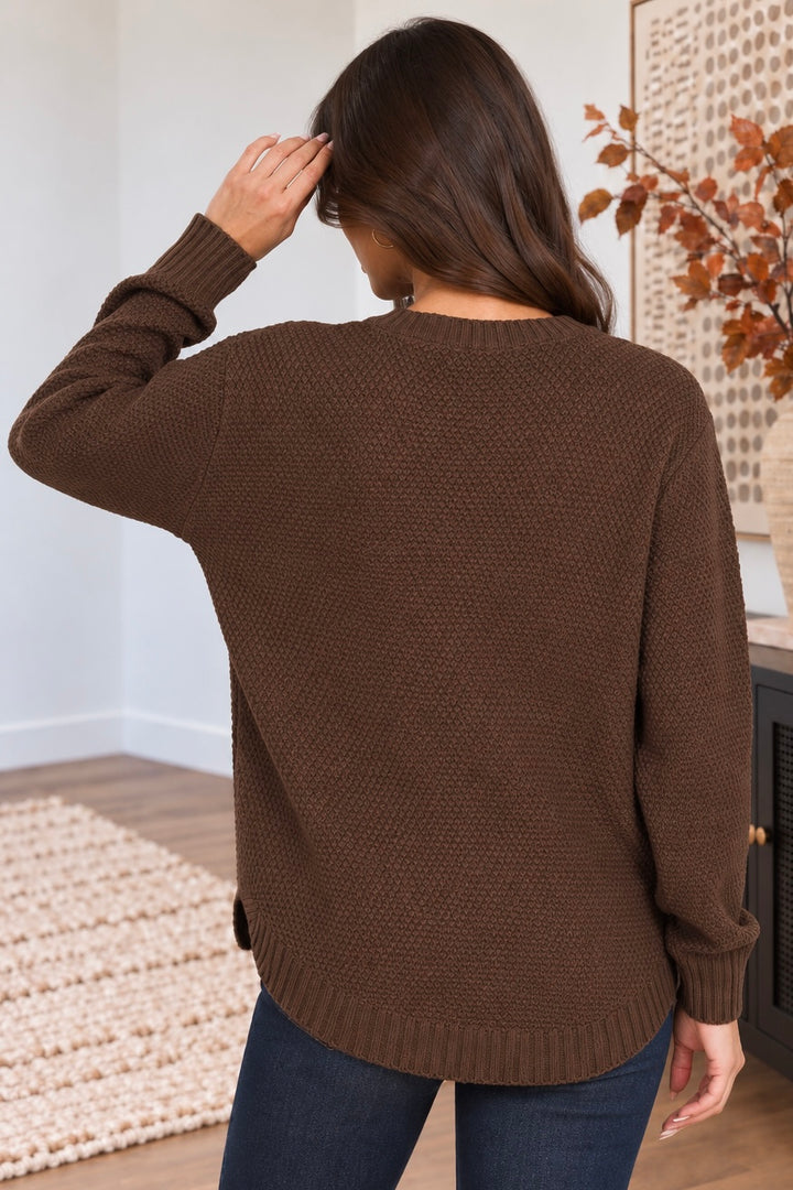 Zen Waffle Sweater (Chocolate Brown)