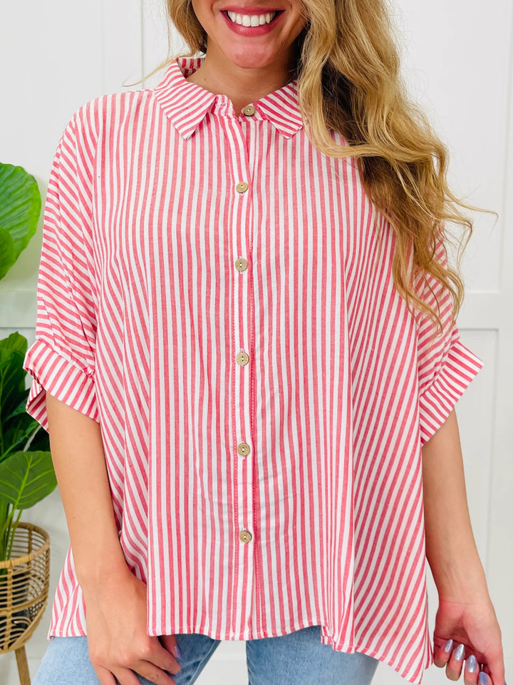 Zen Sunny Days Button Down Shirt (Ruby)