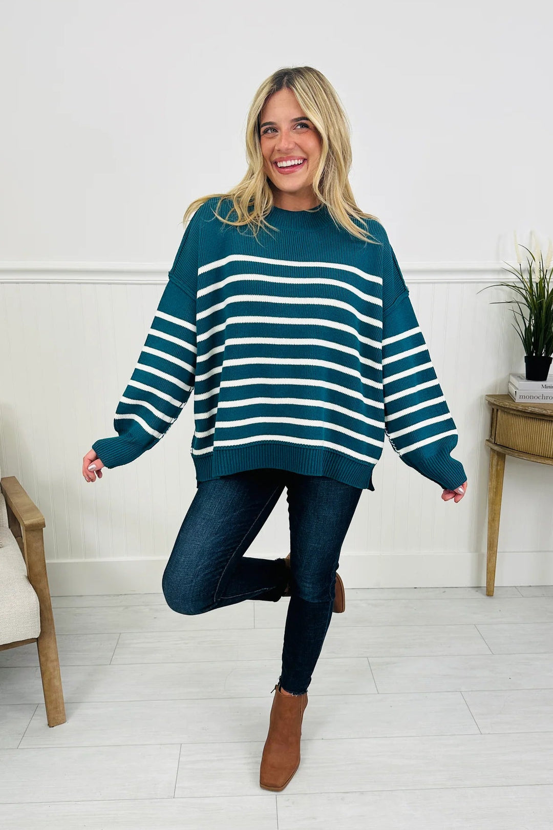 Zen Striped Arthur Sweater (Teal)