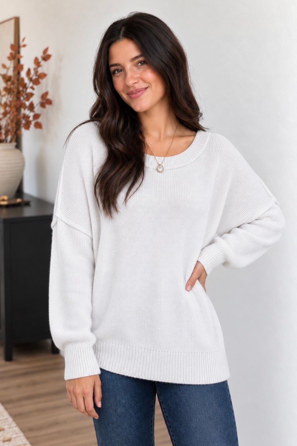 My Cozy At Home Sweater (White)