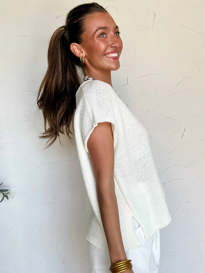 Zen Knit Sweater Tee (Ivory)