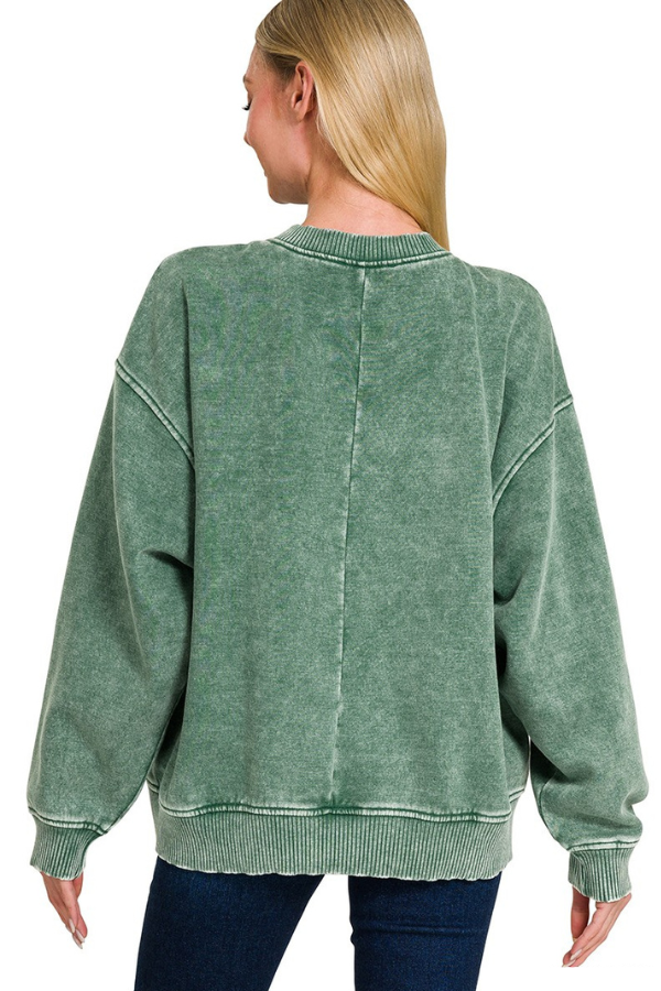 Zen Oversized Fleece Sweatshirt (Dark Green)