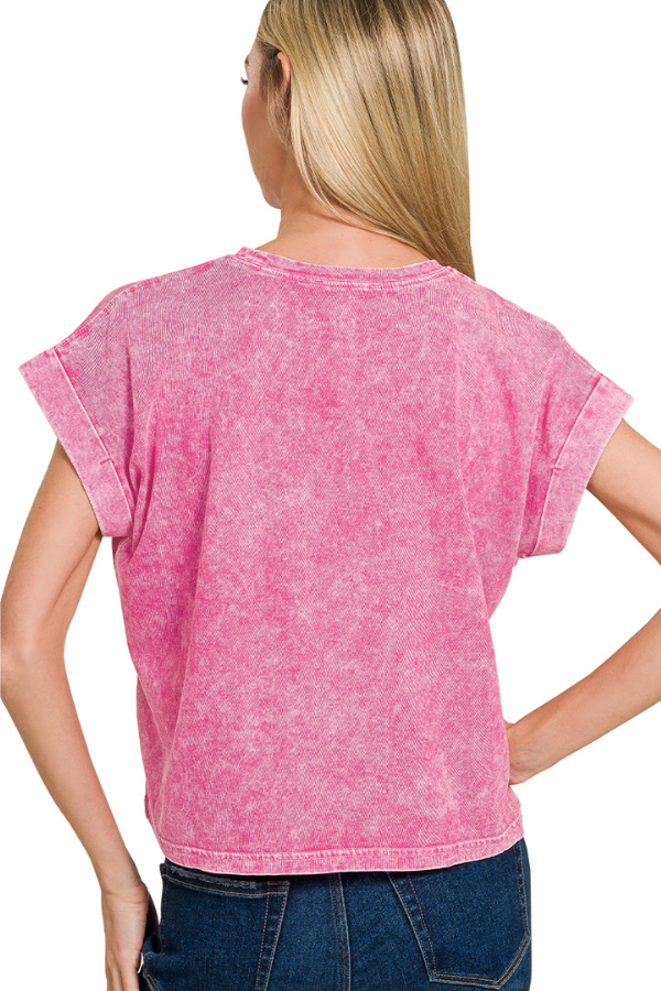 Zen Vintage Wash Cotton Tee (Hot Pink)
