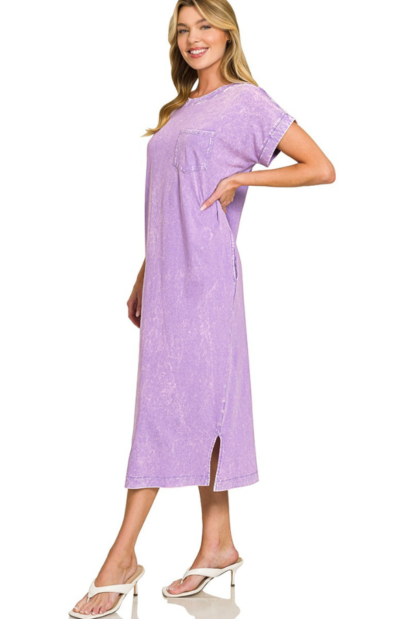 Zen Cotton T-Shirt Midi Dress (Lavender)