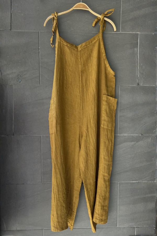 Lighter Days Linen Jumpsuit (Mustard)