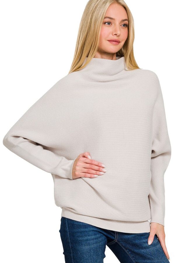 Zen Rib Dolman Sweater (Bone)