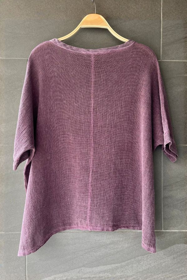 Meo Linen High-Low V Tee (Plum)