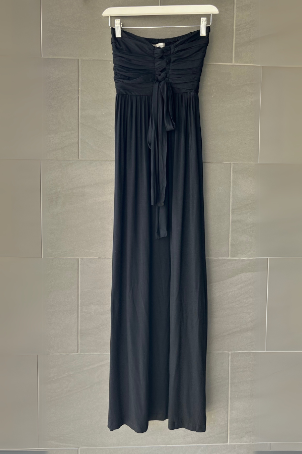 Meo Tie Front Maxi Dress (Black)