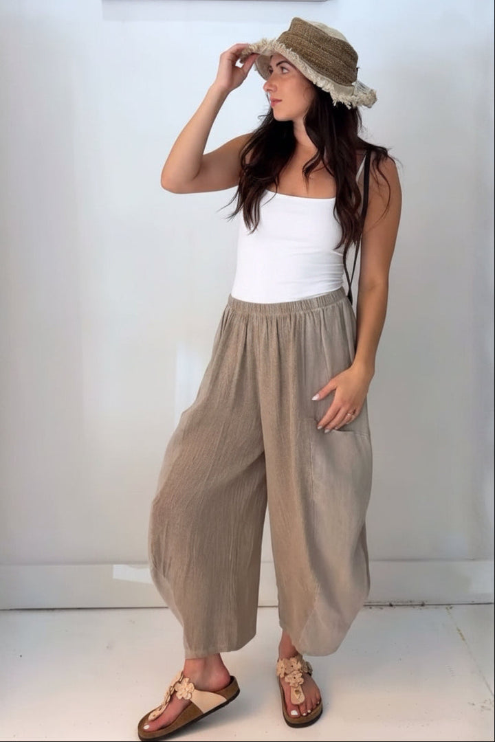 Meo Linen Barrel Pant (Taupe)