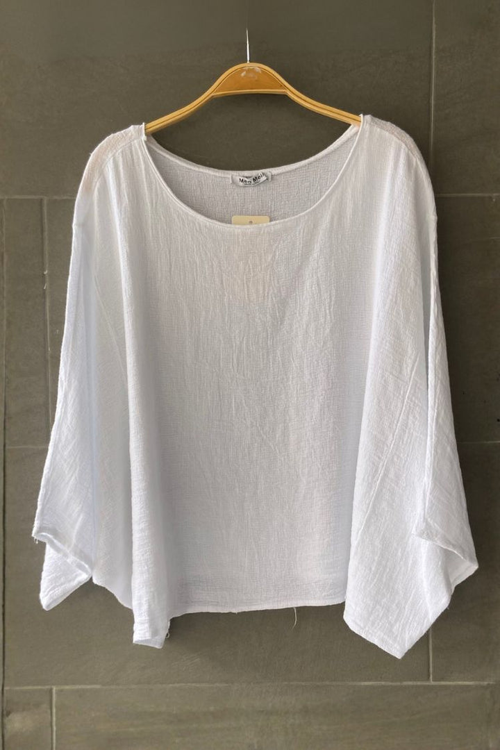 Meo Linen Boxy Dolman Tee (White)
