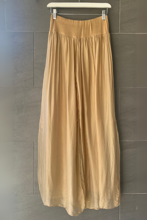 Millie Silk High Rise Pants (Light Tan)