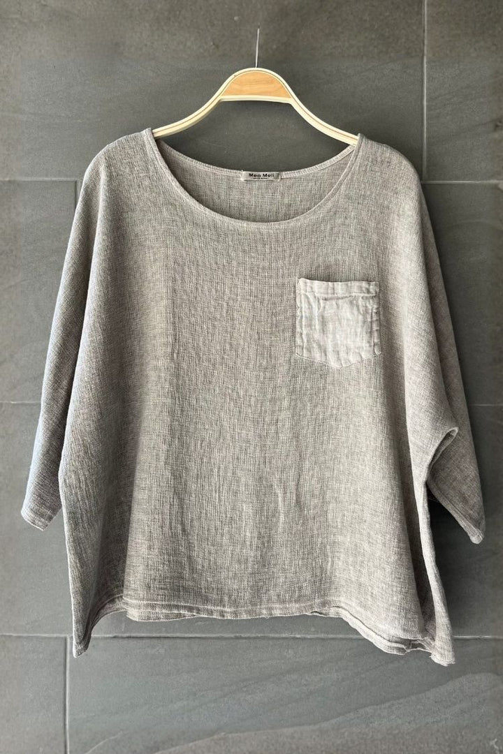 Meo Linen Boxy Pocket Tee (Taupe)