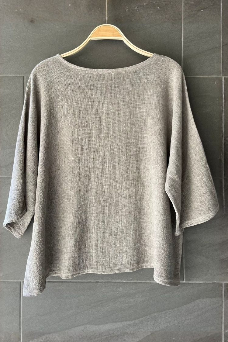 Meo Linen Boxy Pocket Tee (Taupe)