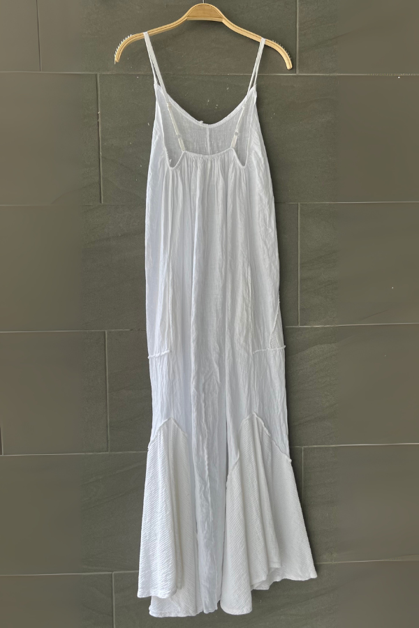 Meo Linen Flared Cami Dress (White)